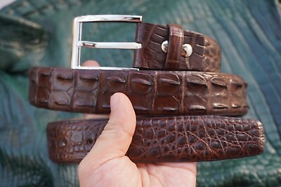 #ad W 1.3 inch Brown Genuine Alligator Crocodile Leather Skin MEN#x27;S Belt $56.10