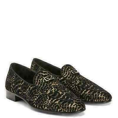 #ad Giuseppe Zanotti Leopard Patterns Leather Logo Oxfords Black Gold EUR 40 US 7 $160.00