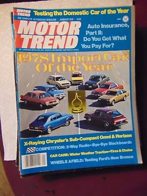 #ad MOTOR TREND MAGAZINE January 1978 Test Ford Bronco $7.50