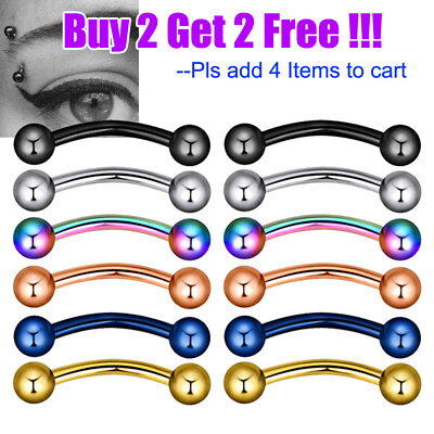 #ad 30PCS Colorful Steel Eyebrow Studs Lip Belly Ring Cartilage Tragus Earrings 16G $7.99
