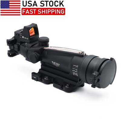 #ad TA11 3.5X35 Real Red Fiber Optic Illuminated Glass Riflescope with Red Dot Sight $158.00