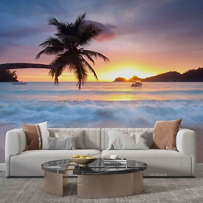 #ad 3D Tropical Beach Waves Sunset Wallpaper Wall Mural Peel and Stick Wallpaper 458 AU $49.99