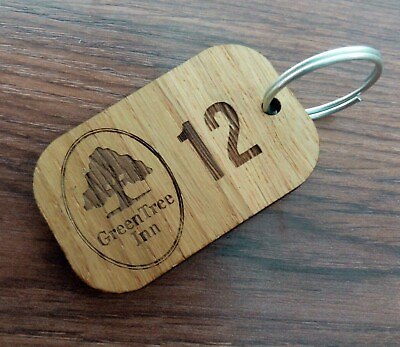 #ad Wood 5mm Hotels Key Fobs Personalised Engraved Tags Pubs Bamp;B Luggage Garage $12.14