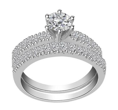 #ad 14K White Gold Bridal Wedding Ring Round Diamond 1.20 Ct SI1 G Prong Set 5.50mm $2151.99