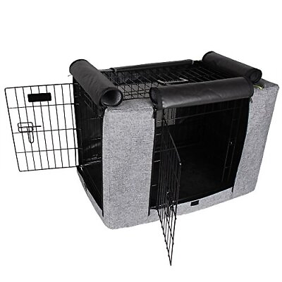 #ad Double Doors Dog Cover Fits 30 Inches Wire Crate Kennel Grey $52.53
