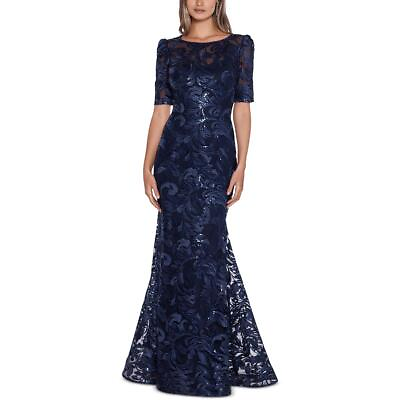 #ad Xscape Womens Navy Sequined Maxi Evening Dress Gown 10 BHFO 0706 $98.99