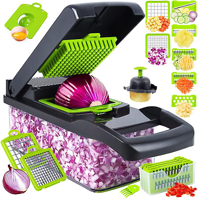 #ad 14 IN 1 Vegetable Chopper Salad Fruit Multifunctional Cutter Food Dice Slicer $31.99