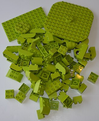 #ad Lego Duplo Lime Green Bricks Base Plates Columns Printed More Lot of 85 $30.00