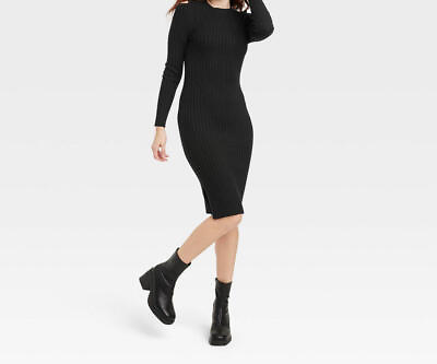 #ad A New Day Black Missy Women Long Sleeve Sweater Dress Size L $19.99