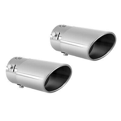 #ad Pack of 2 Car Muffler Exhaust Tip Stainless Steel Chrome Pipe Fit 1.5 2 inch ⌀ $16.99