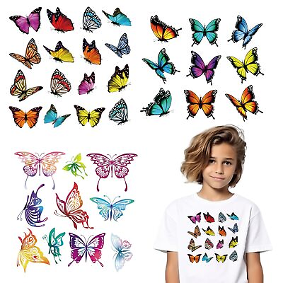 #ad Butterfly Iron on Transfer Patch 35PCS Colorful Butterfly Iron on Decals Spri... $18.76