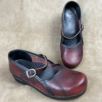 #ad Dansko Marcelle Claret Patent Leather Mary Jane Clogs Sz 39 US 8.5 9 Maroon Red $39.99