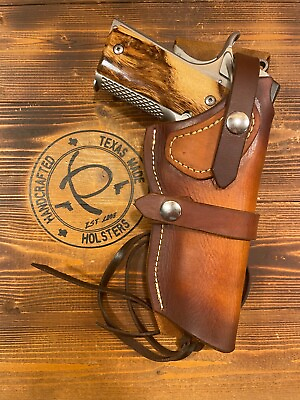 #ad Handmade 1911 Holster Leather Western Drop OWB RH 5quot; Full Size Government $58.00