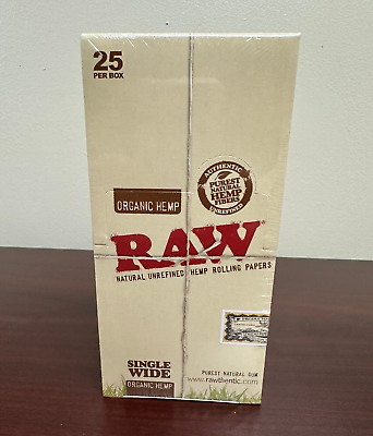 #ad RAW Organic Single Wide DOUBLE FEED Rolling Papers FULL BOX of 25 NEW $31.50