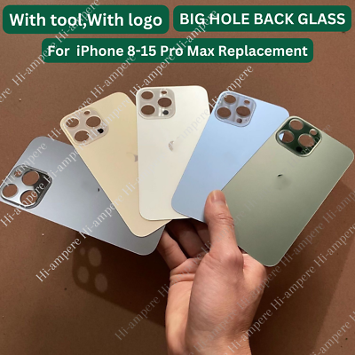 #ad Lot For iPhone 15 14 13 12 11 XS XR 8 Back Glass Replacement Big Hole Rear Cover $50.53