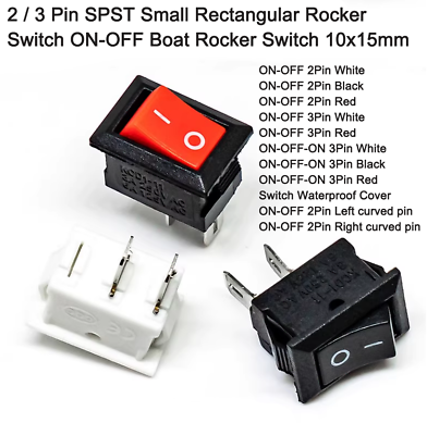 #ad 10x15mm 2 3 Pin SPST Small Rectangular Rocker Switch ON OFF Boat Rocker Switch $107.78