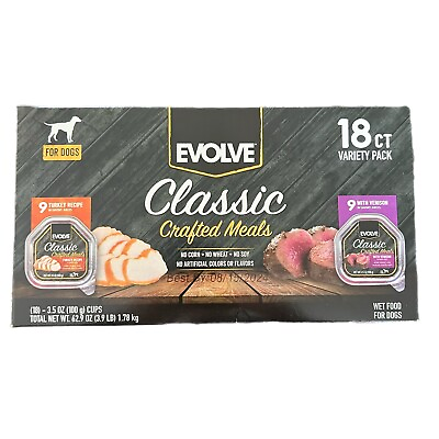 #ad Evolve Classic Crafted Meals Dog Food Venison And Turkey 18ct Variety Pack $24.95
