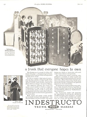 #ad 1922 Indestructo Trunks Antique Print Ad First Class Travel Free Book Giveaway $11.99