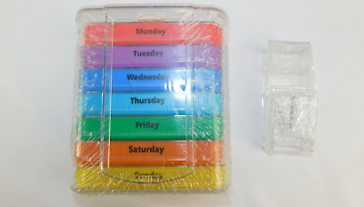 #ad MEDca Stackable Weekly Pill Organizer 4 Compartments for Everyday BPA Free $12.71