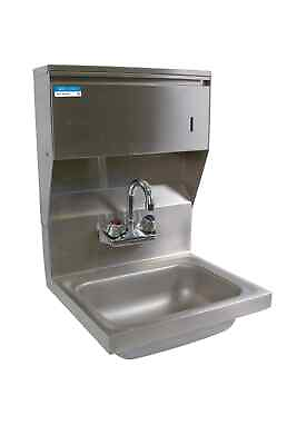 #ad BK Resources Splash Mount Stainless Hand Sink w Towel Dispenser Faucet $343.21