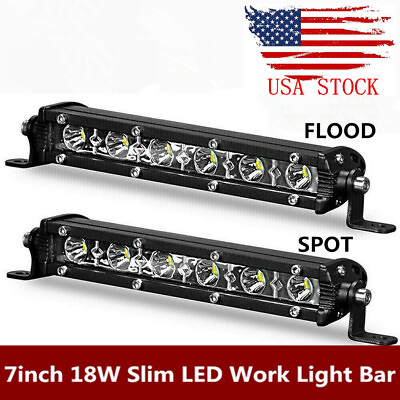 #ad 7inch Super Slim Single Row 6000K LED Work Light Bar Spot Flood Beam Driving $12.98