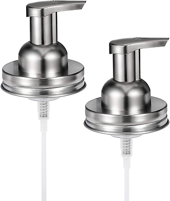 #ad Mason Jar Foaming Soap Pump Dispenser Lids2 Rustproof Stainless Steel Lid Pl.. $14.35