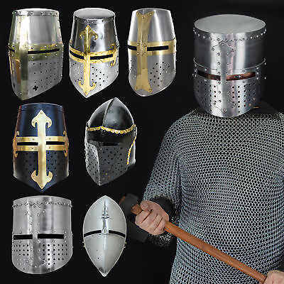 #ad Medieval Knights Templar Crusader Helmets Collection: Forged Carbon Steel Brass $56.39