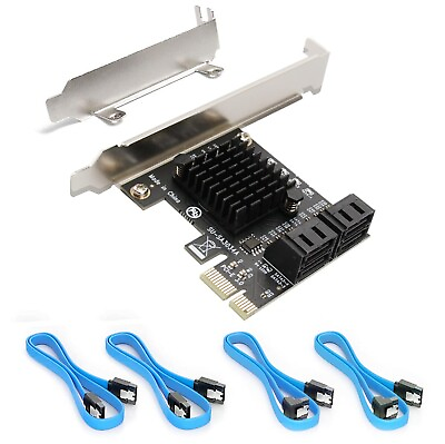 #ad SATA Card PCIE 3.0 4 Port with 4 SATA Cable SATA Controller Expansion Card... $34.04