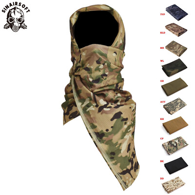#ad Tactical Camo Mesh Wrap Hood Neck Scarf Military Sniper Face Veil Mask Cover $8.99