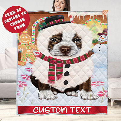 #ad Boston Terrier Quilt Dog Bedding Personalized Christmas Gift Many Design NWT $59.99