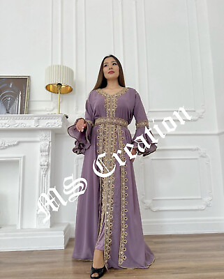 #ad SALE New Moroccan Dubai Kaftans Farasha Abaya Dress Very Fancy Long Gown MS 480 $83.99