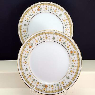#ad Fine China of Japan Garden Bouquet 4078 Bread Butter Plates Set of 2 Floral Gold $8.00