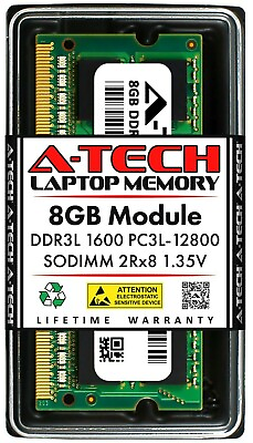 A Tech 8GB DDR3 1600 PC3 12800 Laptop SODIMM 204 Pin Memory RAM PC3L DDR3L 1x 8G $13.99