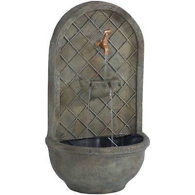 #ad Messina Polystone Outdoor Wall Fountain Florentine Stone by Sunnydaze $149.00