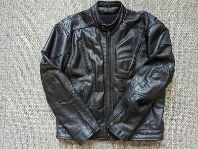 #ad vintage 1990s leather BIKER motorcycle jacket XL black CAFE RACER vented racing $159.95