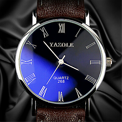#ad Business Mens Wrist Watches Watch Faux Leather Analogue Quartz Work Fashion Gift $4.36