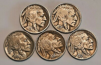 #ad Five Full Date Buffalo Nickels with Five Different Dates $9.95