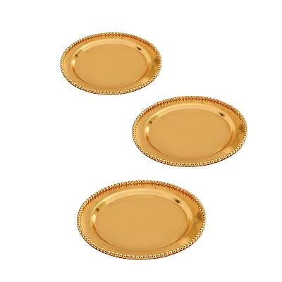 #ad Round Dessert Plate Appetizer Dishes Platter Rustproof Reusable Metal Plate $36.17