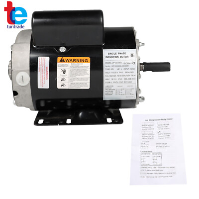 #ad Compressor Duty Electric Motor 3 hp 3450RPM 56 Frame 1 Phase 115 230V 5 8quot; Shaft $116.99