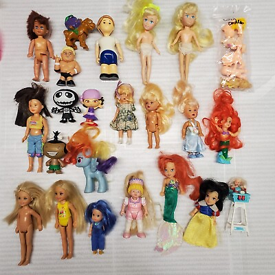 #ad N12 B MIXED FASHION BABY DOLL CHELSEA DISNEY TLC LOT FOR OOAK PLAY PARTS $21.97