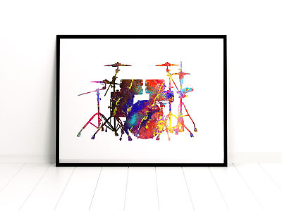 #ad Drums Drum Set Poster Print Watercolor Art Artwall Home décor $5.99