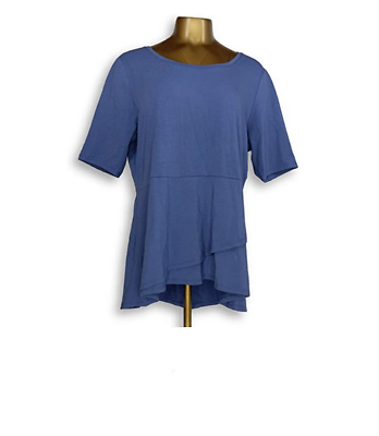 #ad #ad Isaac Mizrahi Elbow Slv Peplum Flounce Knit Top Women#x27;s Bright BLUE M $18.98