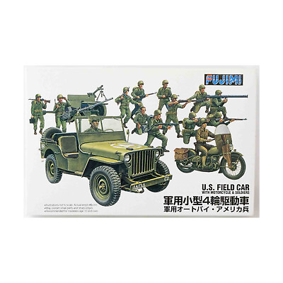 #ad Fujimi WWII Model 1:76 US Field Car with Motorcycle amp; Soldiers VG $32.95