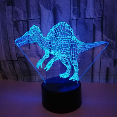 #ad Kids 3D illusion Dinosaur LED USB table Night Light Lamp Bedroom Decors Gift $11.89