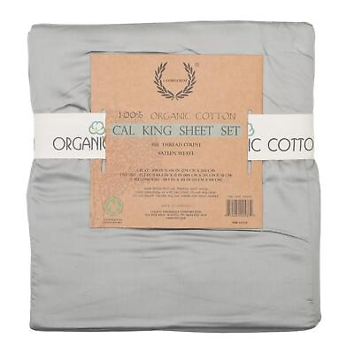 #ad LaurelCrest 100% Organic Cotton Cal King Sheet Set 350 Thread Count Sateen Weave $59.99