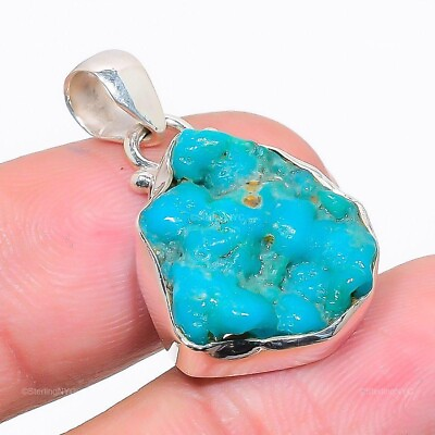 #ad Natural Arizona Turquoise Gemstone Pendant 925 Sterling Silver Indian Jewelry $11.99