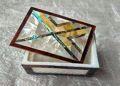 #ad Rectangle Marble Jewelry Box Mother of Pearl Overlay Work Necklace Box for Wife $166.50