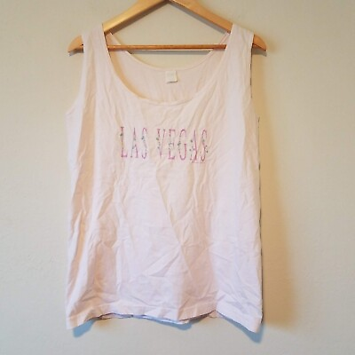 #ad Vintage Size Medium Las Vegas Nevada Faded Pink Tank Top Made In USA Preowned $10.00