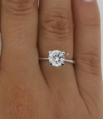 #ad 1 Ct 4 prong Solitaire Round Cut Diamond Engagement Ring VS2 F White Gold 14k $2185.00