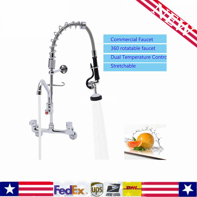 #ad 360° Rotate Commercial Faucet Wall Mount Basin Sink Tap with Pull Out Sprayer $137.75